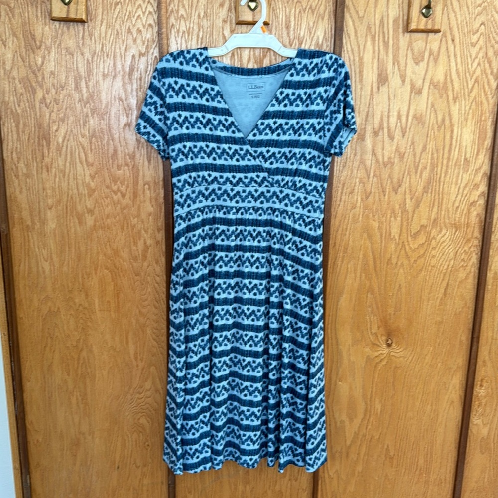 LL Bean blue patterned dress